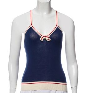 Moschino Navy and White Tank Top